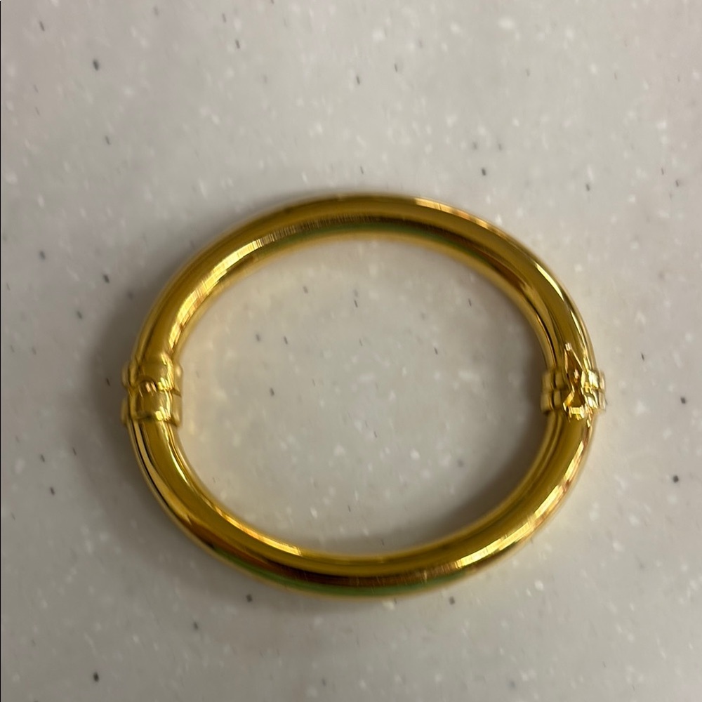 Gold Hinged Oval Bangle Bracelet - Women Jewelry
